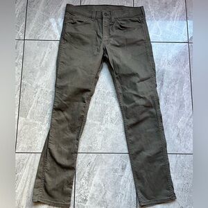 Levi 511 Men’s Olive Khaki Slim Fit Straight Leg Jeans Five Pocket Denim 34Wx32L